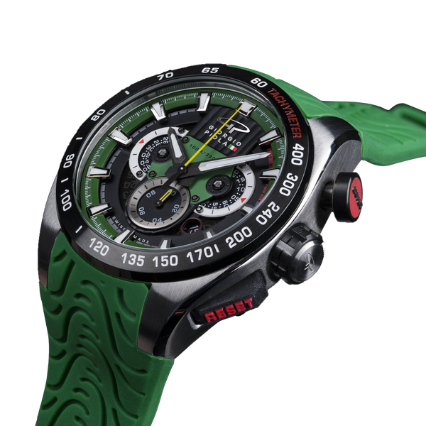 Sport Chrono and Swiss Glass Green Case Watch SHIFT Movement Sapphire Titanium