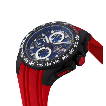 G5 Delta - Black-Red Automatic Titanium Swiss Sport Chrono Watch (Black PVD Coating) - Motorsport Watches