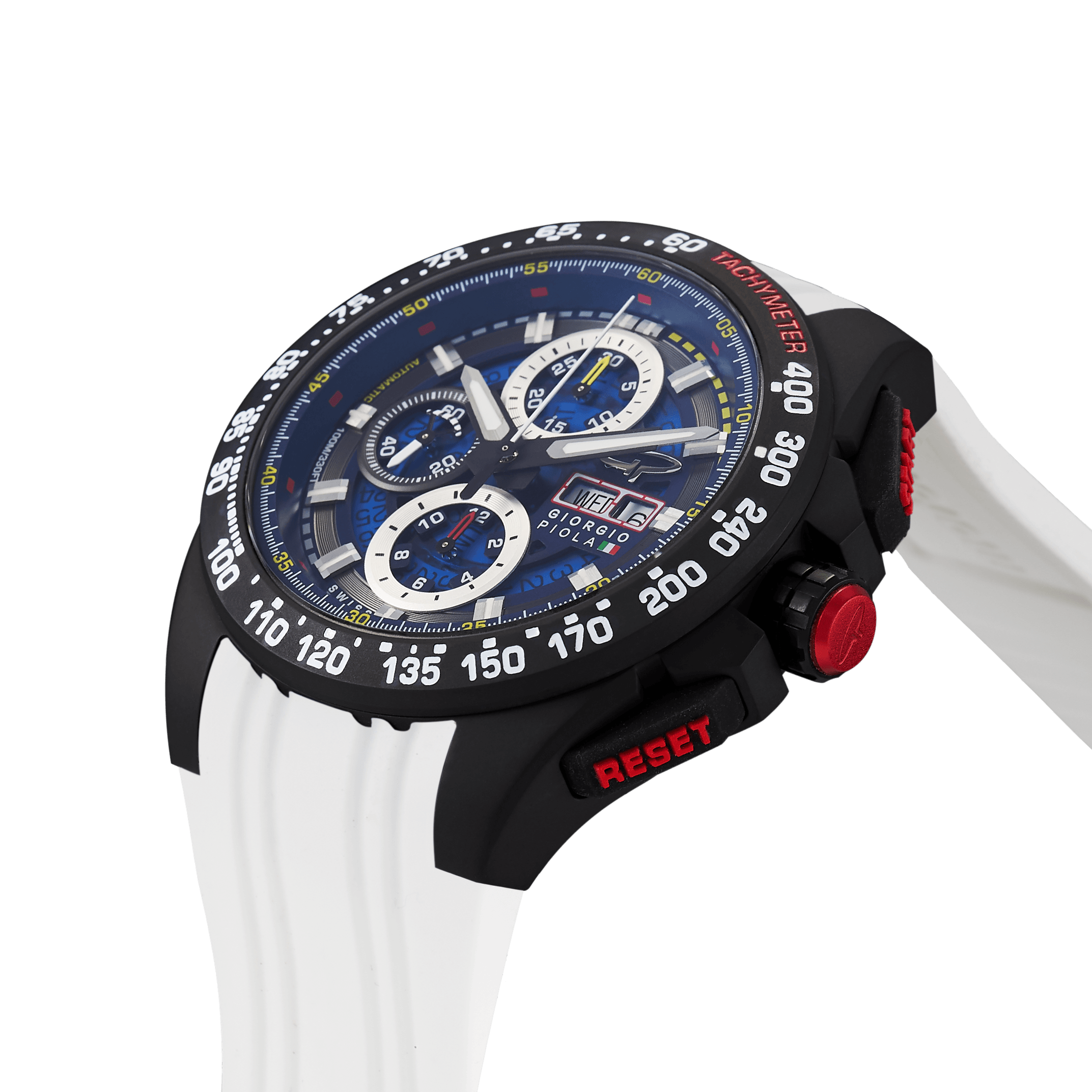 G5 Delta - Black-White Automatic Titanium Swiss Sport Chrono Watch (Black PVD Coating)