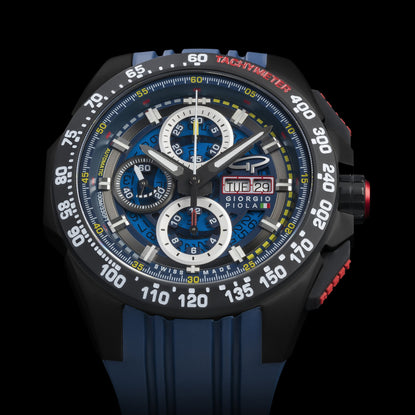 G5 Delta - Blue Automatic Titanium Swiss Sport Chrono Watch (Black PVD Coating) - Motorsport Watches