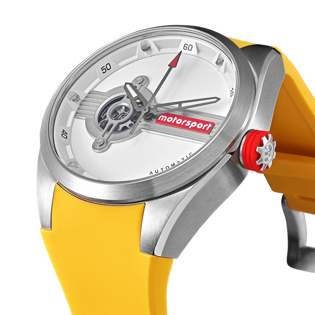 Stainless Steel Men's Automatic Racing Watch - Motorsport Speedster White