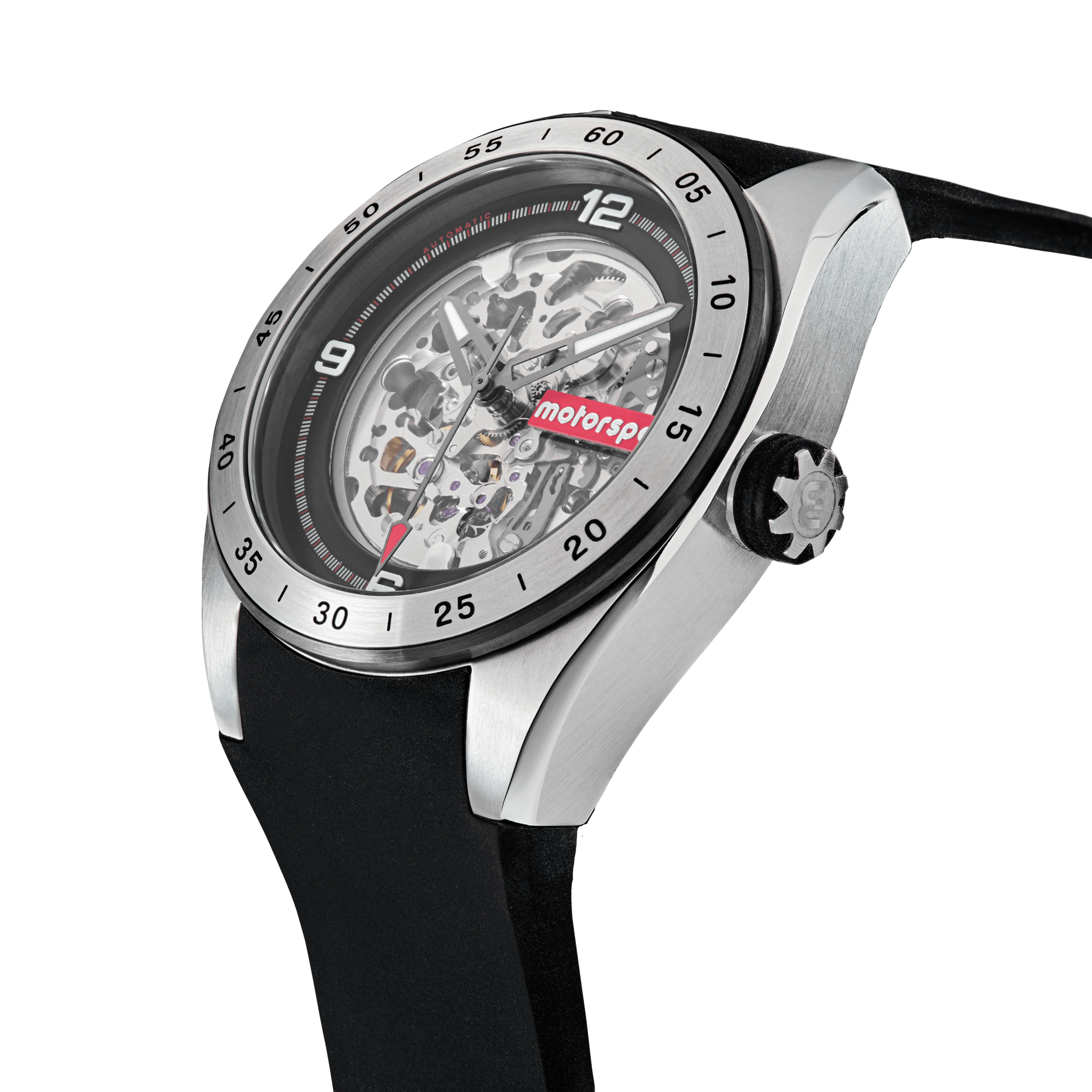 Stainless Steel Men's Automatic Racing Watch - Motorsport Turbo Black