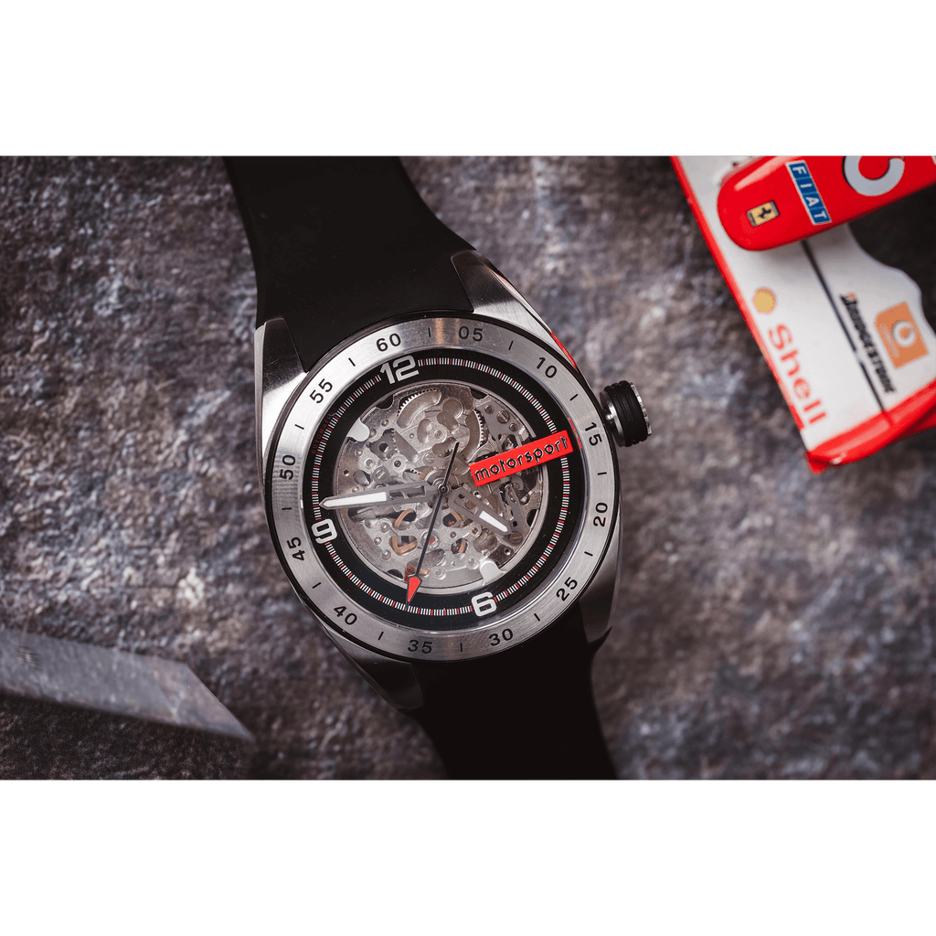Stainless Steel Men's Automatic Racing Watch - Motorsport Turbo Black
