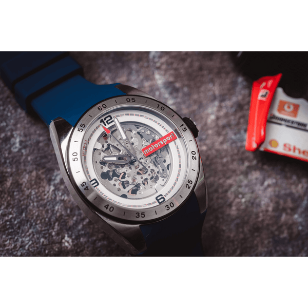 Stainless Steel Men's Automatic Racing Watch - Motorsport Turbo Blue